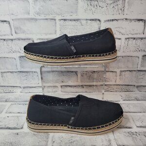 BOBS by Skechers Women's Breeze Slip-On Espadrille Flats 32719 Black Size 7.5